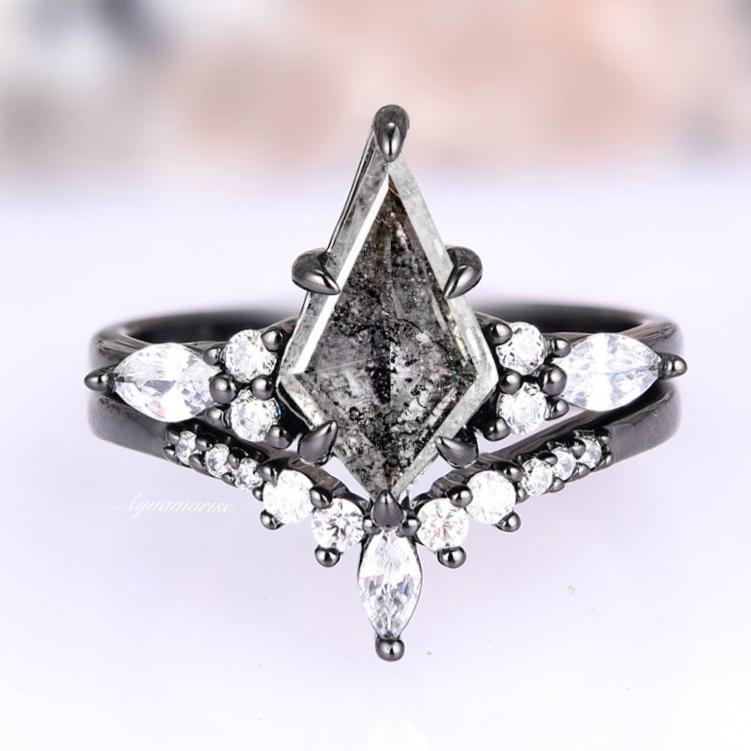 Skye Kite® Galaxy Herkimer Diamond & Meteorite Couples Ring Set