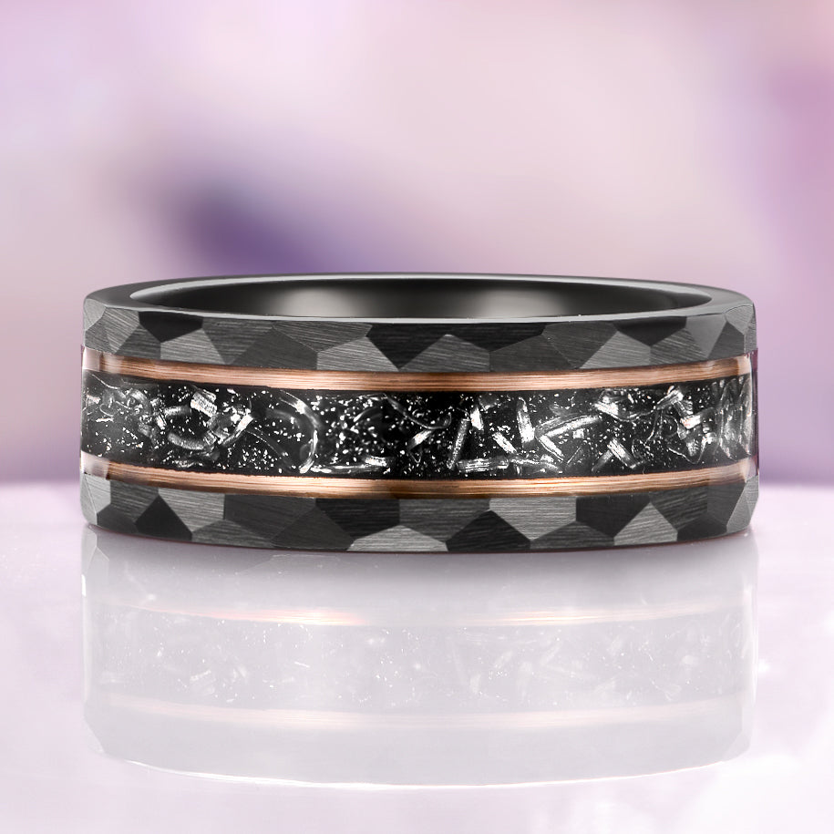 Skye Kite® Galaxy Salt & Pepper (Herkimer) Diamond & Meteorite Couples Ring Set