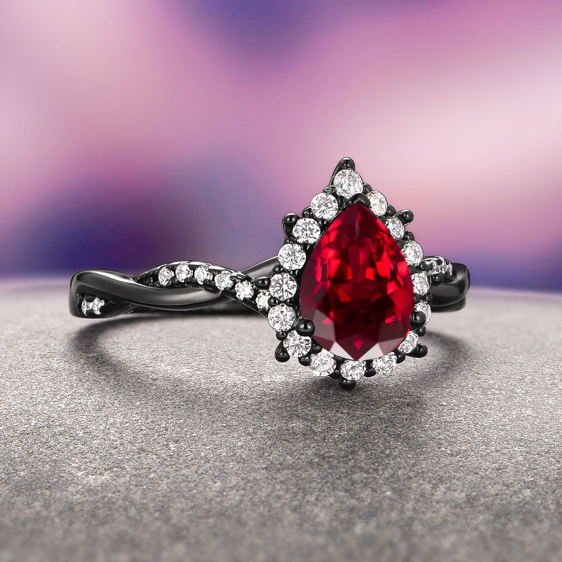Briar Natural Red Garnet Couples Ring Set