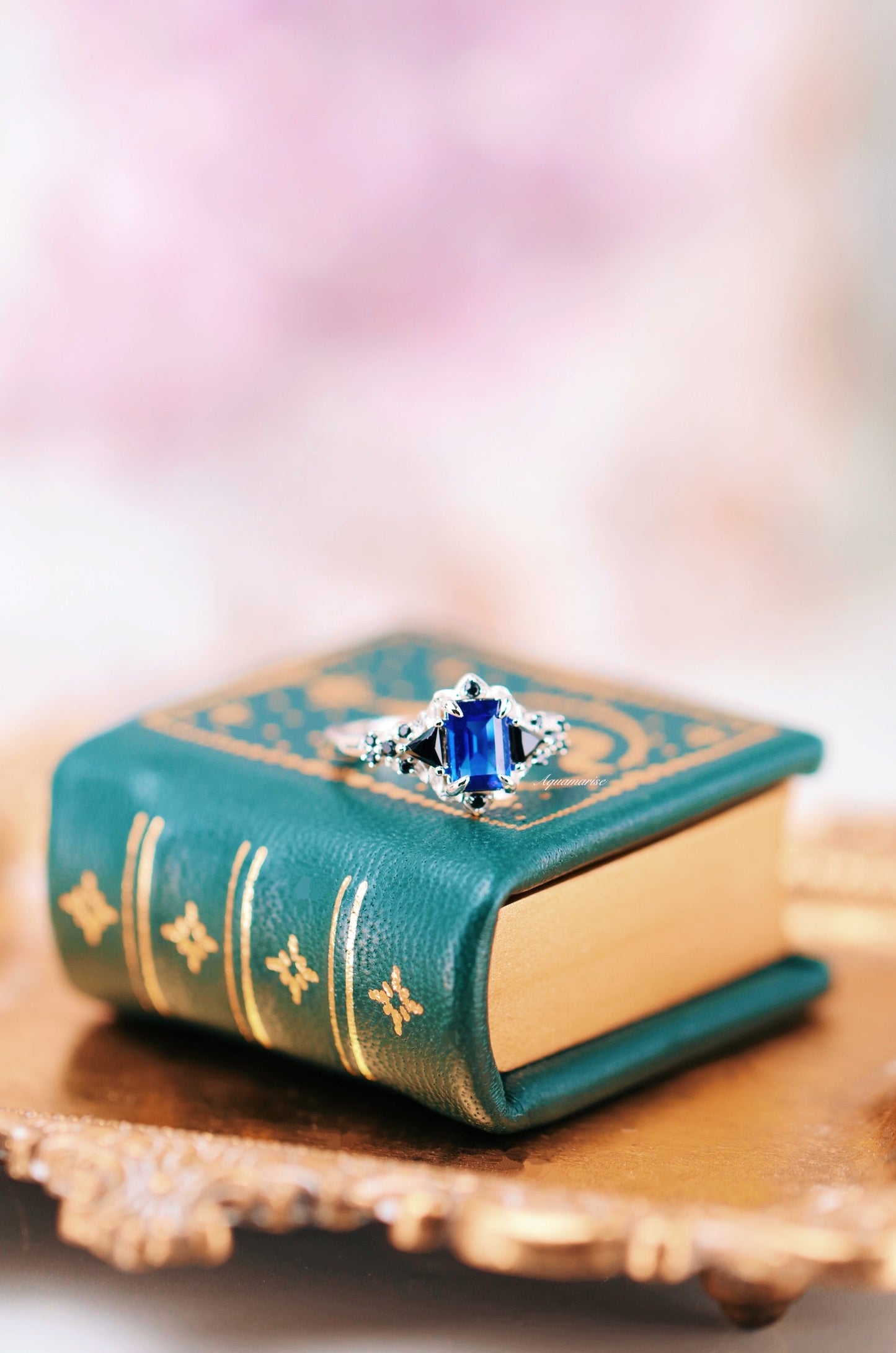 Blue Sapphire, Black Onyx & Fire Opal Couples Ring Set