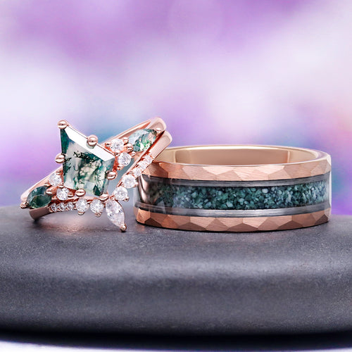 Skye Kite® Moss Agate Couples Ring Set