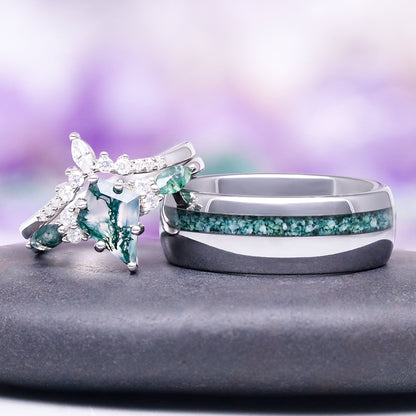 Skye Kite®  Moss Agate Couples Ring Set