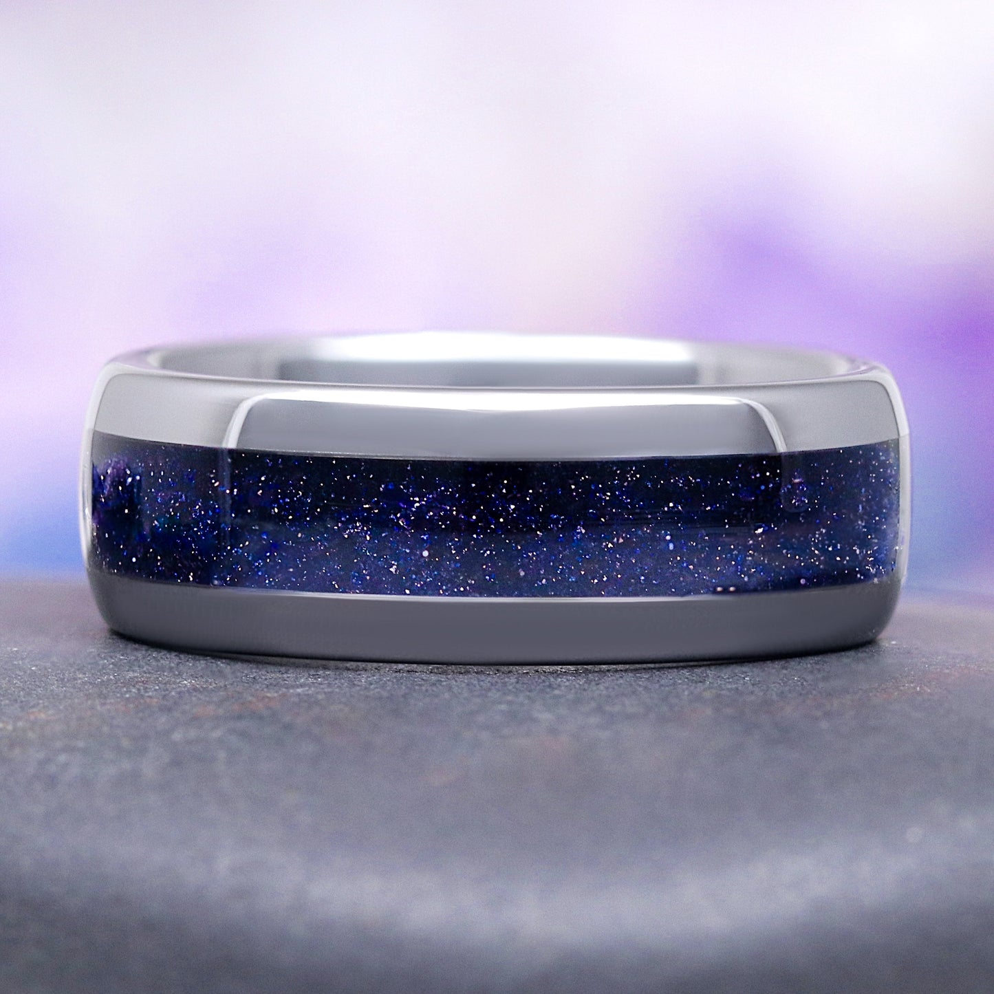 Starry Night Crescent Moon Couples Ring Set