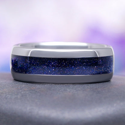 Starry Night Crescent Moon Couples Ring Set