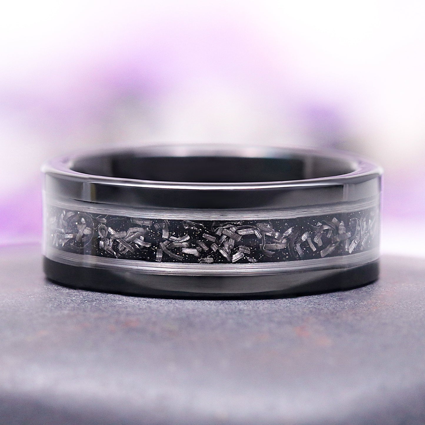 Esme Gray Moissanite and Meteorite Couples Ring Set