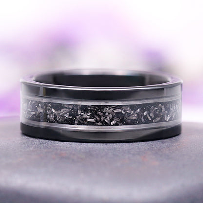 Esme Gray Moissanite and Meteorite Couples Ring Set