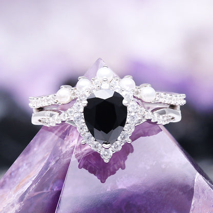 Briar Black Onyx & Pearl Couples Ring Set