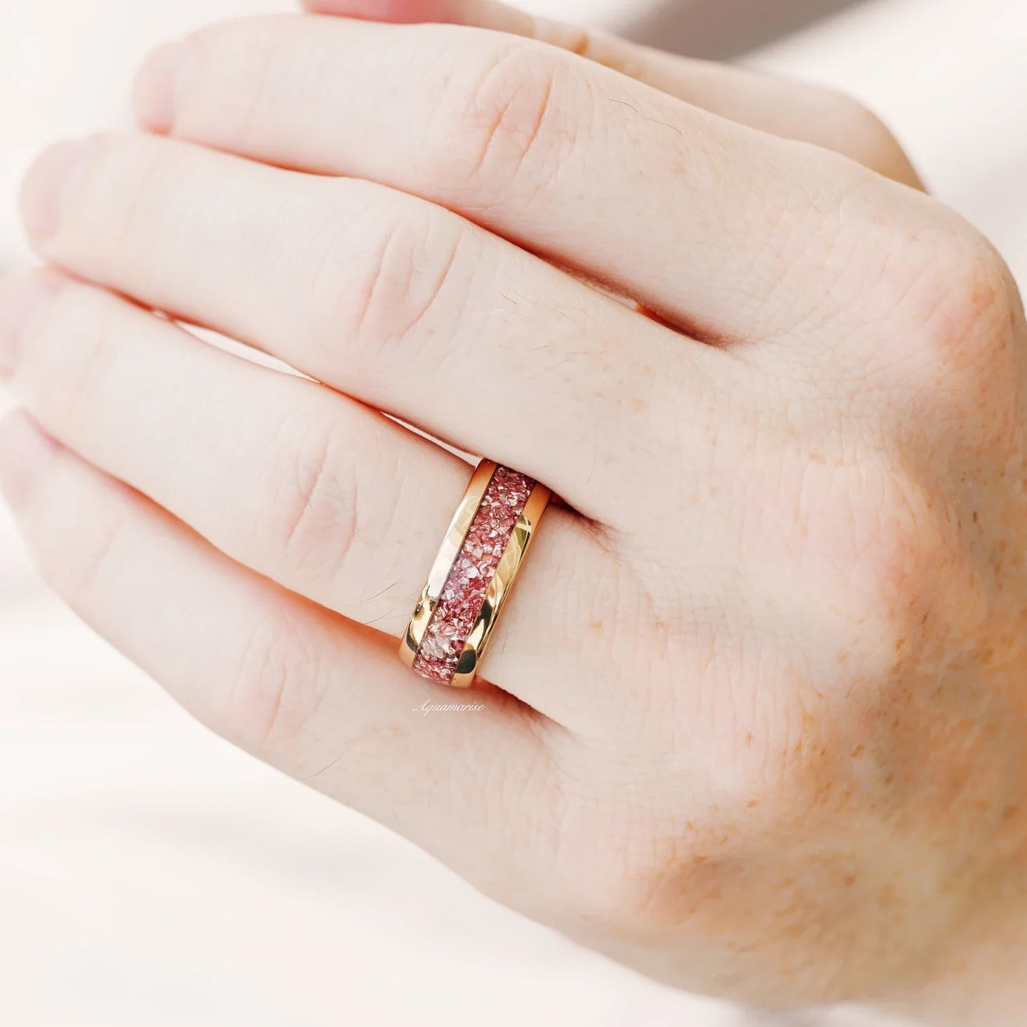 Crushed Morganite Couples Ring Set