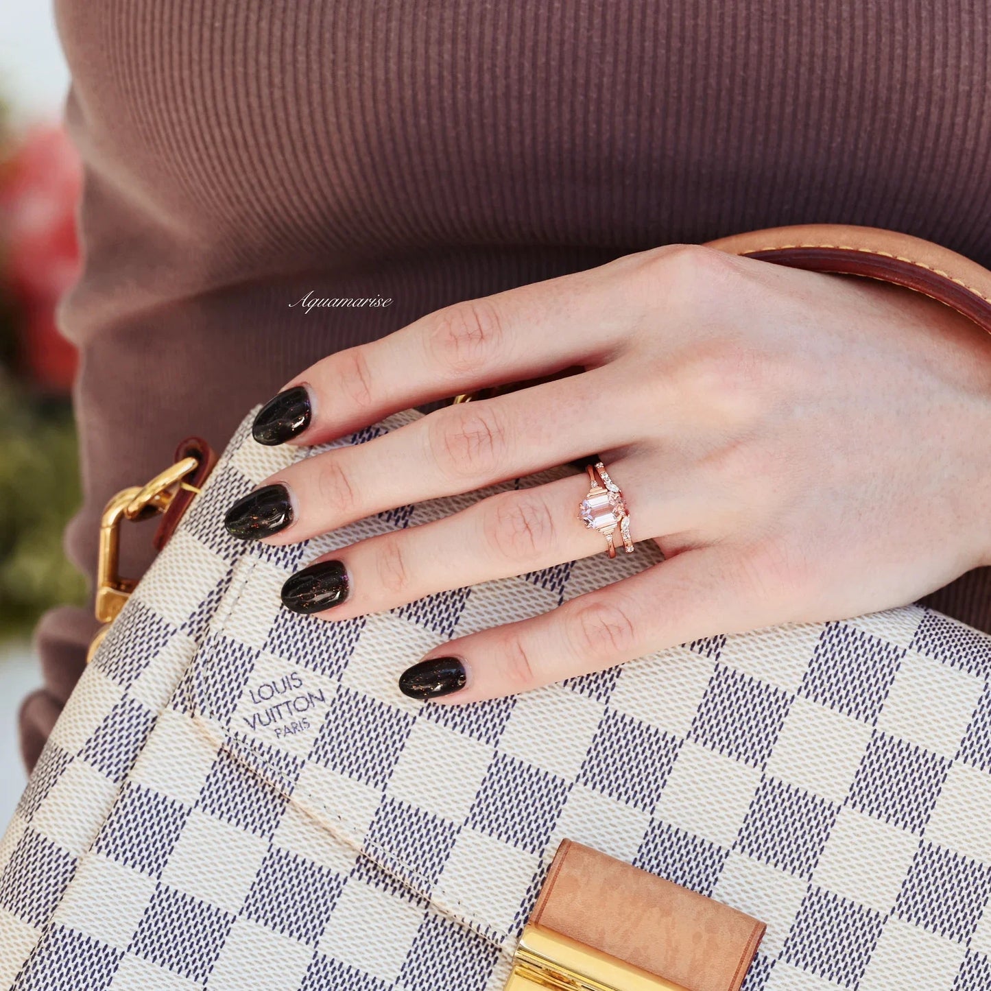 Hexagon Morganite Couples Ring Set