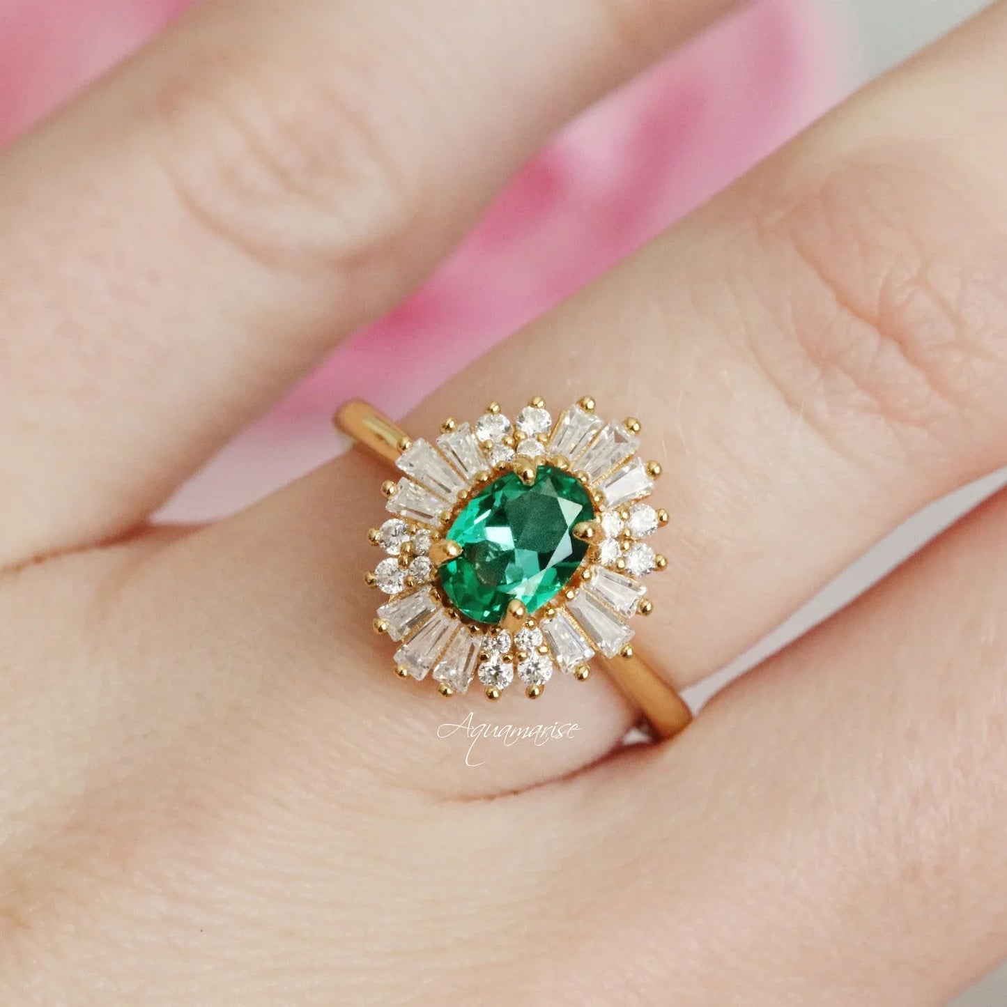 Victoria Vintage Emerald Couples Ring Set