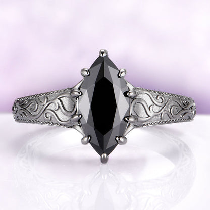 Gothic Victorian Black Onyx Couples Ring Set