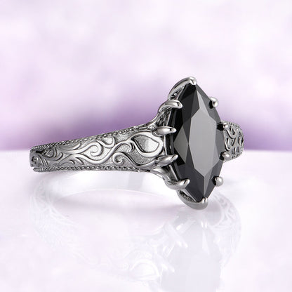 Gothic Victorian Black Onyx Couples Ring Set