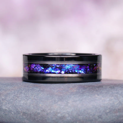 Orion Nebula™ & Cornflower Sapphire Leaf Couples Ring Set