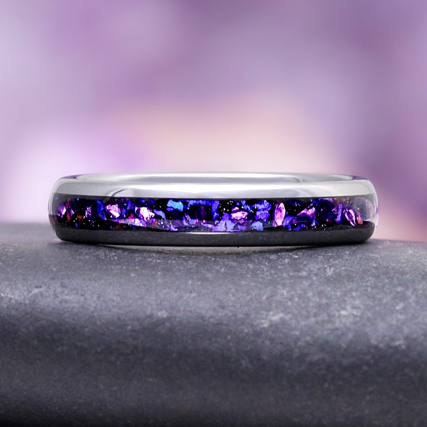 Galaxy Alexandrite & Fire Opal Tungsten Couples Ring Set