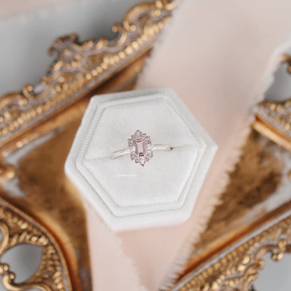 Art Deco Mosaic Morganite Couples Ring Set