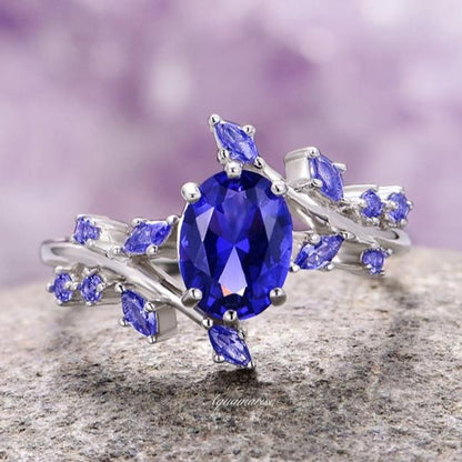 Galaxy Orion Nebula™ & Sapphire Couples Ring Set