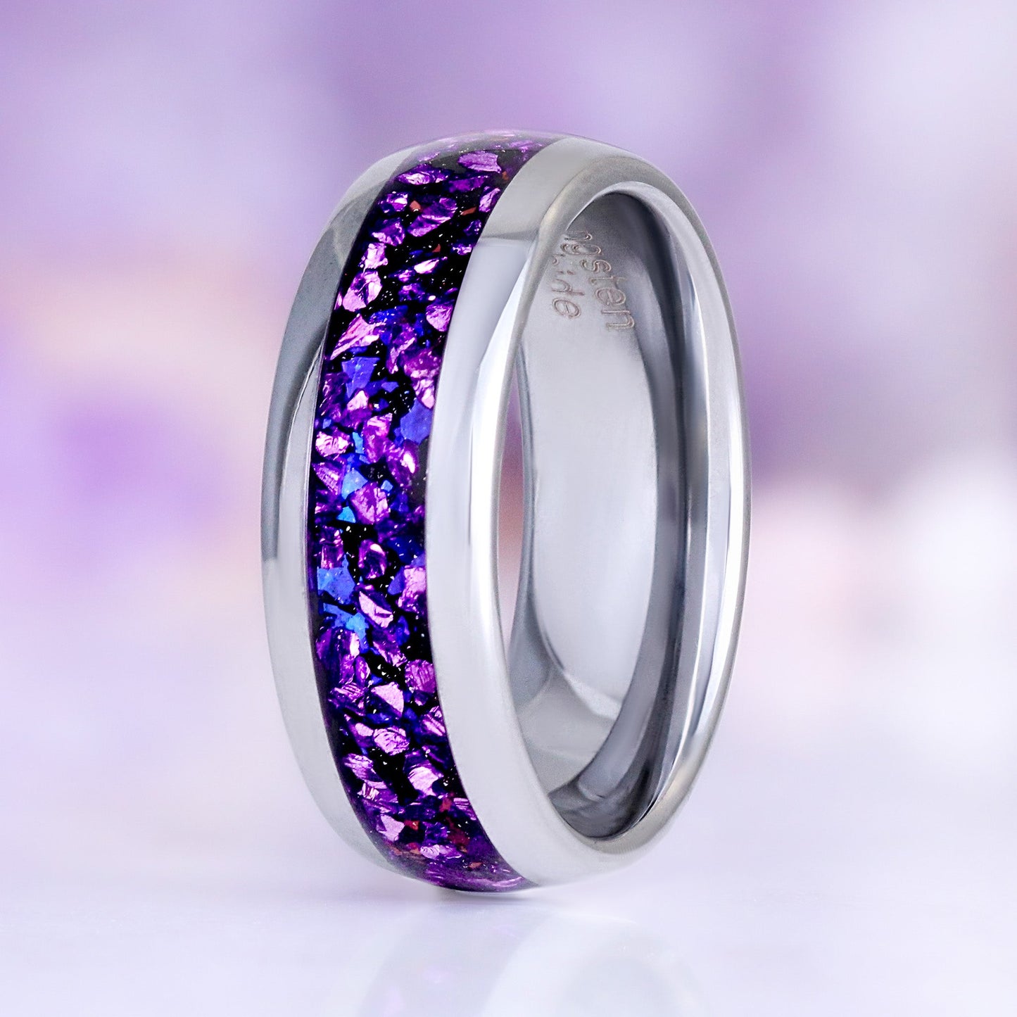 Galaxy Alexandrite & Fire Opal Tungsten Couples Ring Set