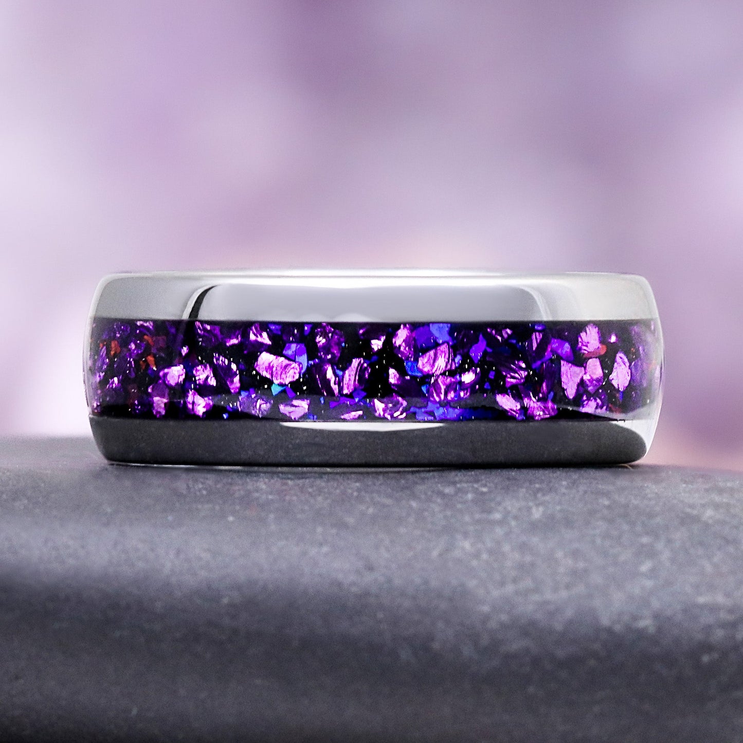Galaxy Alexandrite & Fire Opal Tungsten Couples Ring Set