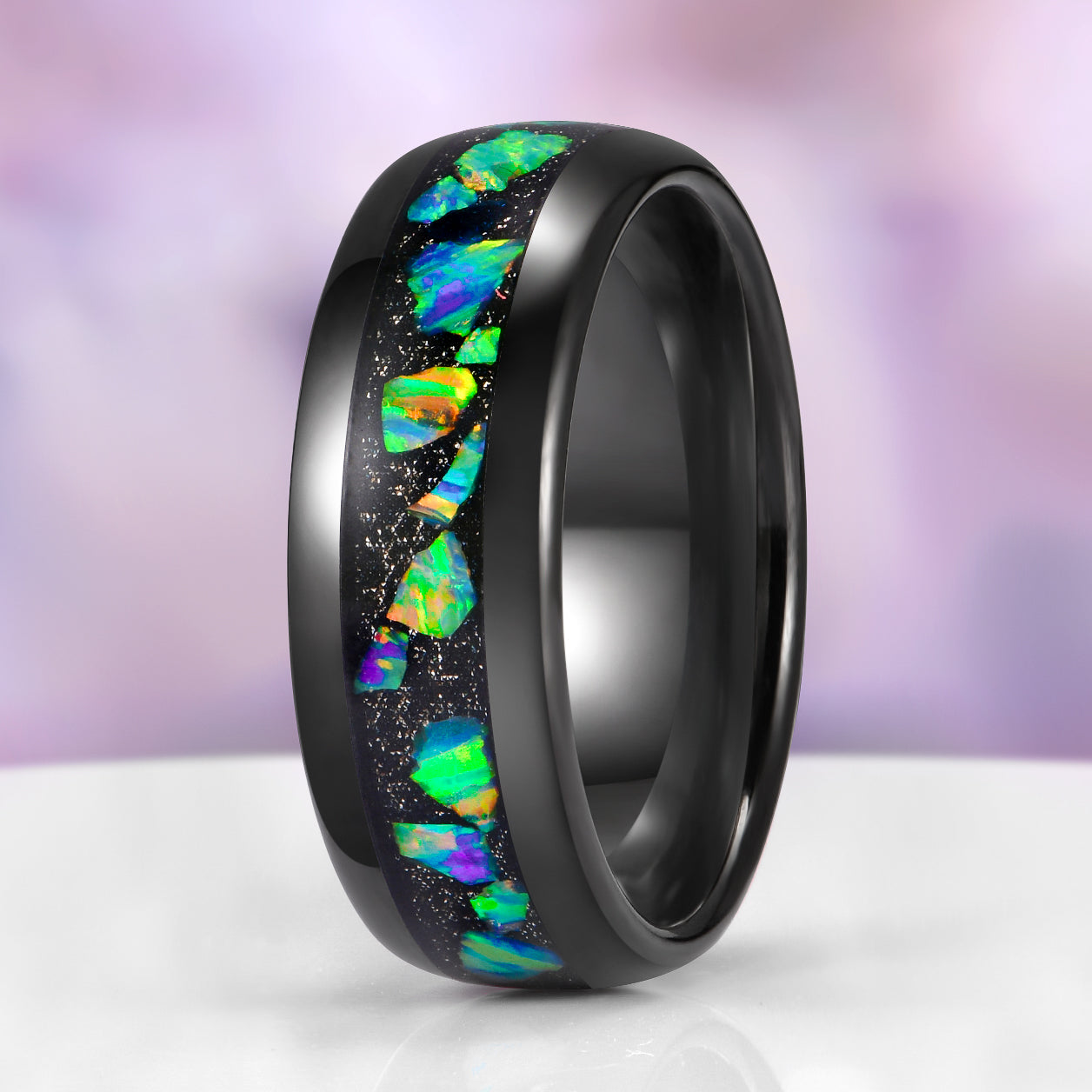 Lilith Coffin Cut Emerald & Green Fire Opal Couples Ring Set