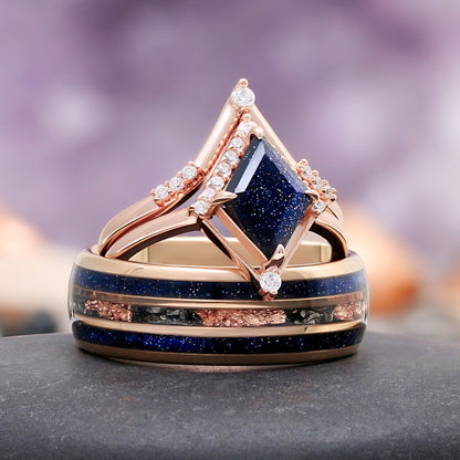 Galaxy Sandstone Couples Ring Set