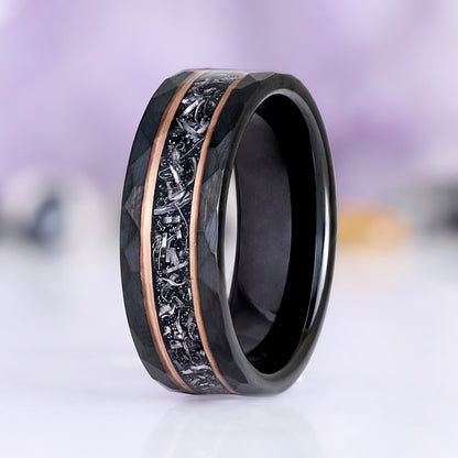 Skye Kite® Galaxy Salt & Pepper (Herkimer) Diamond & Meteorite Couples Ring Set
