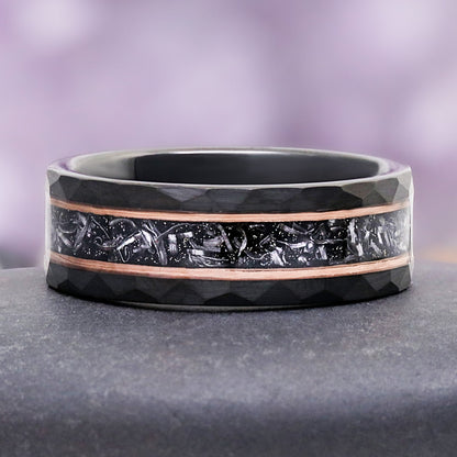 Skye Kite® Galaxy Salt & Pepper (Herkimer) Diamond & Meteorite Couples Ring Set