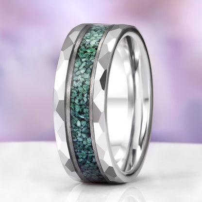 Faye Green Moss Agate Couples Ring Set