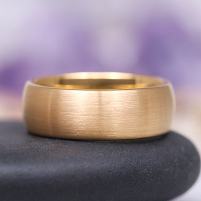 Minimalist Satin Gold Couples Ring Set