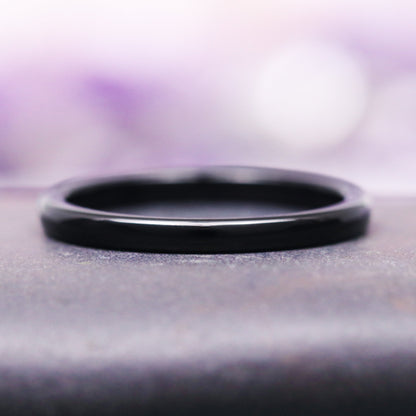Minimalist Black Tungsten Couples Ring Set