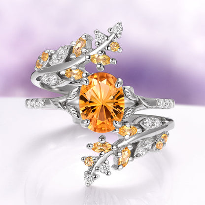Fantasy Cut Citrine Couples Ring Set