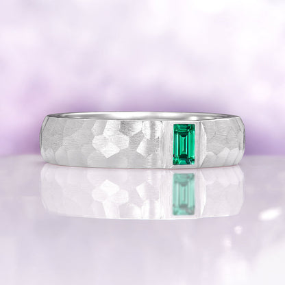 Oval Cut Emerald Leaf Couples Ring Set