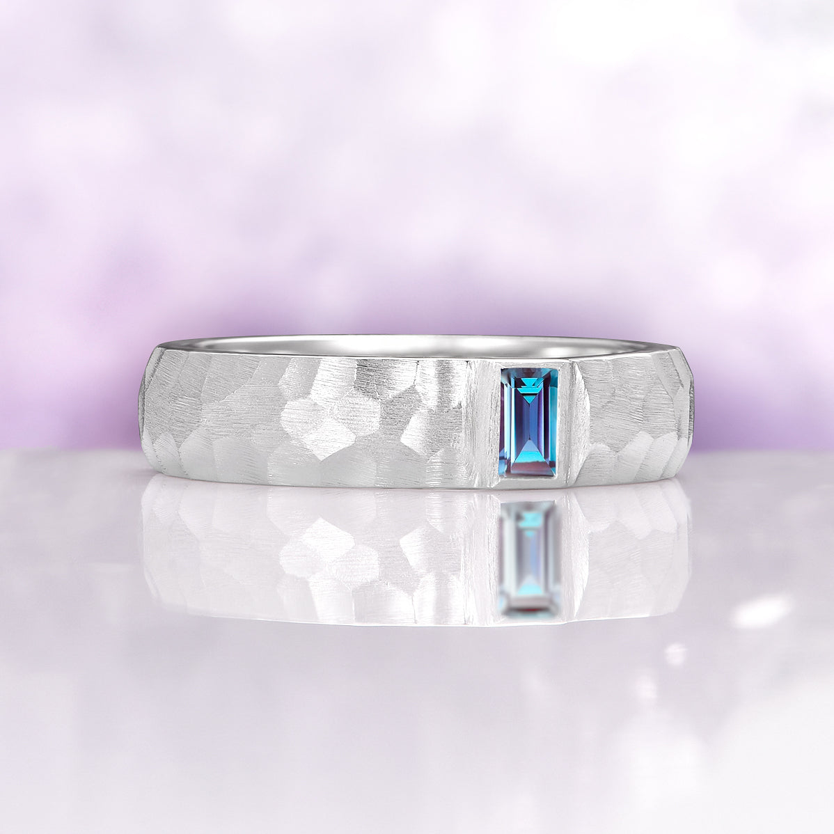 Wisteria Alexandrite Leaf Couples Ring Set