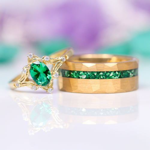 Maeve Emerald Couples Ring Set
