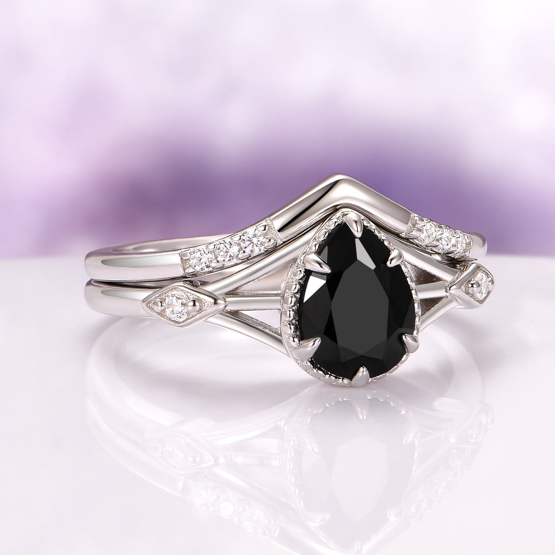 Celtic Black Onyx Couples Ring Set