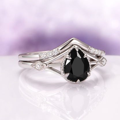 Celtic Black Onyx Couples Ring Set