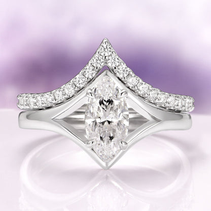 Marquise Cut Simulated Diamond Couples Ring Set