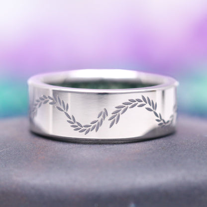 Kite Moss Agate & Emerald Leaf Couples Ring Set