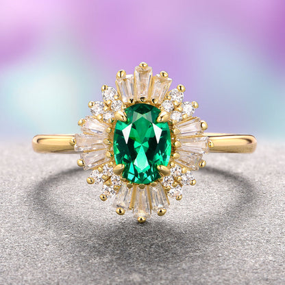 Victoria Vintage Emerald Couples Ring Set