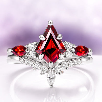 Skye Kite®  Natural Red Garnet Couples Ring Set