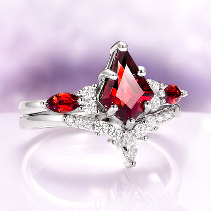 Skye Kite®  Natural Red Garnet Couples Ring Set