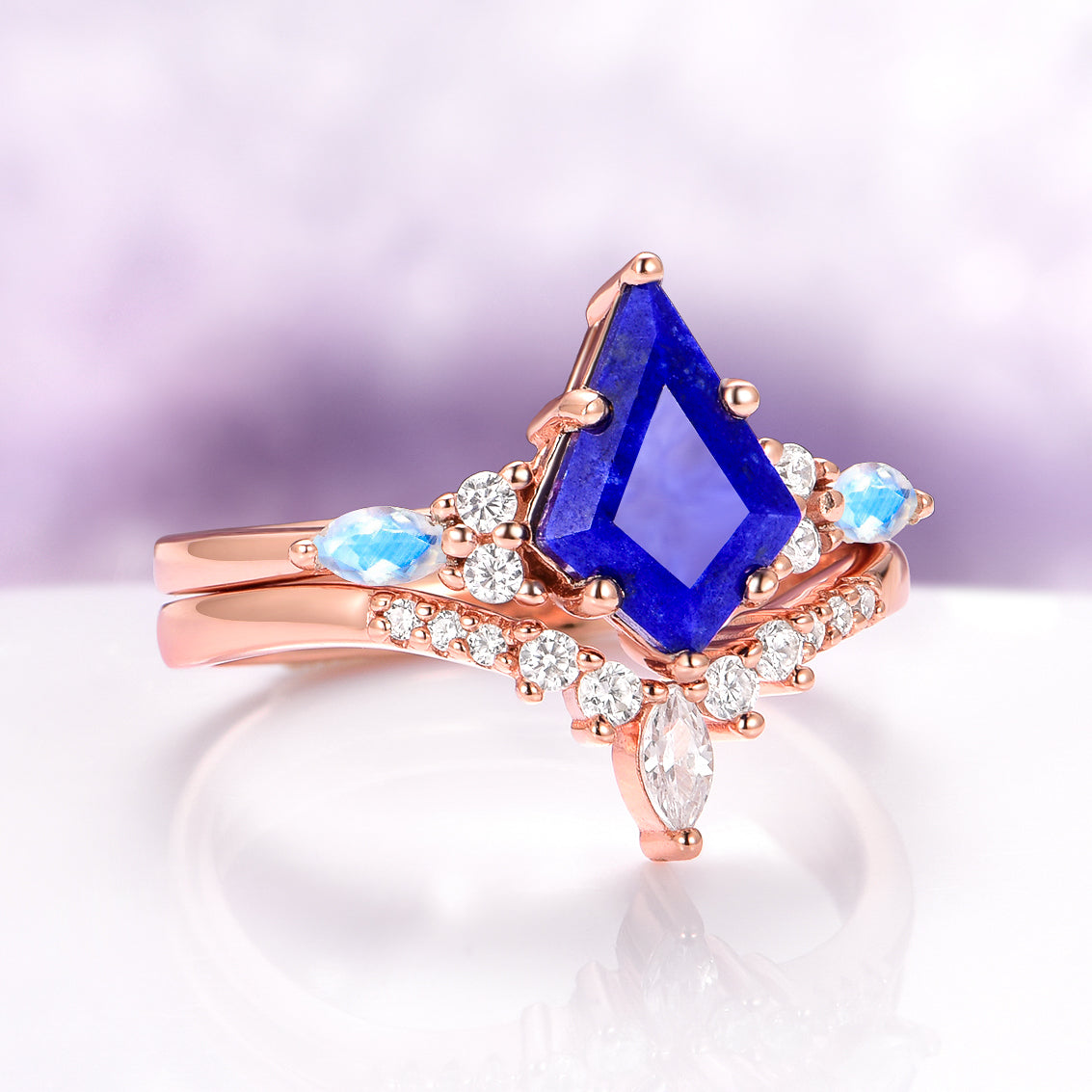 Skye Kite® Lapis Lazuli & Moonstone Couples Ring Set