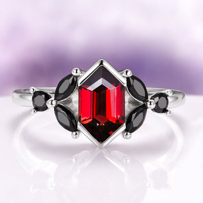 Red Dragon Garnet & Black Onyx Couples Ring Set