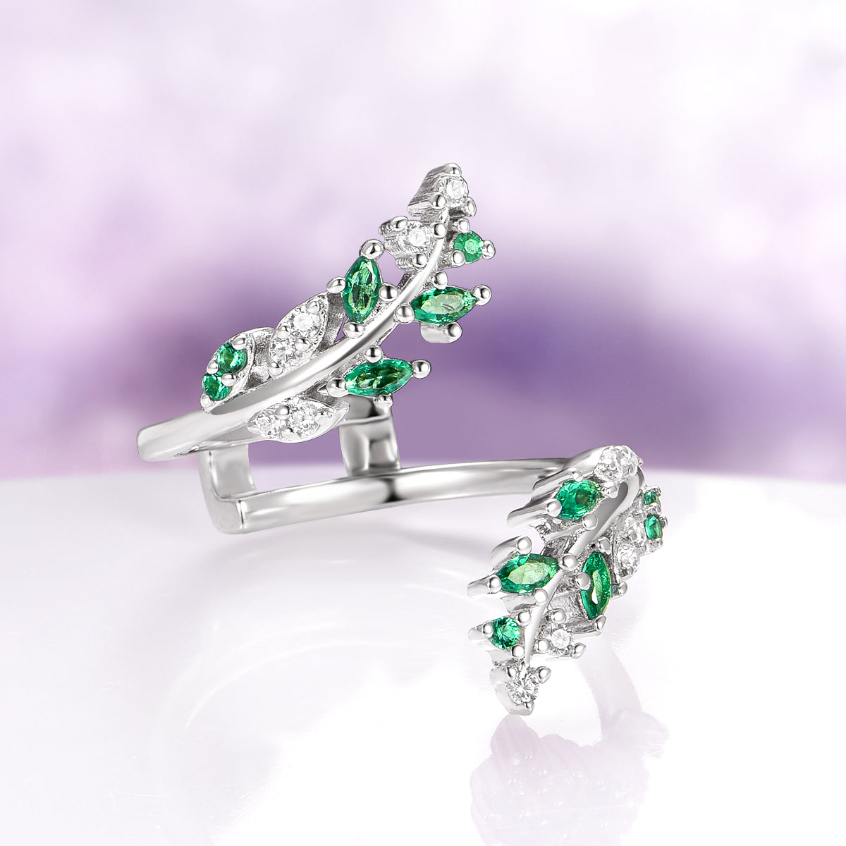 Mystic Topaz & Galaxy Opal Leaf Couples Ring Set