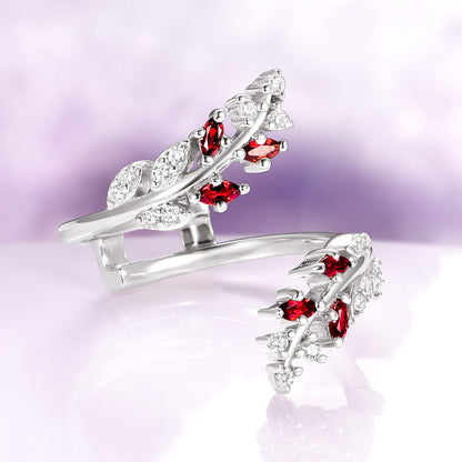 Unique Fireworks Cut Garnet & Whiskey Barrel Couples Ring Set