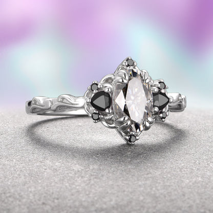 Esme Gray Moissanite and Meteorite Couples Ring Set