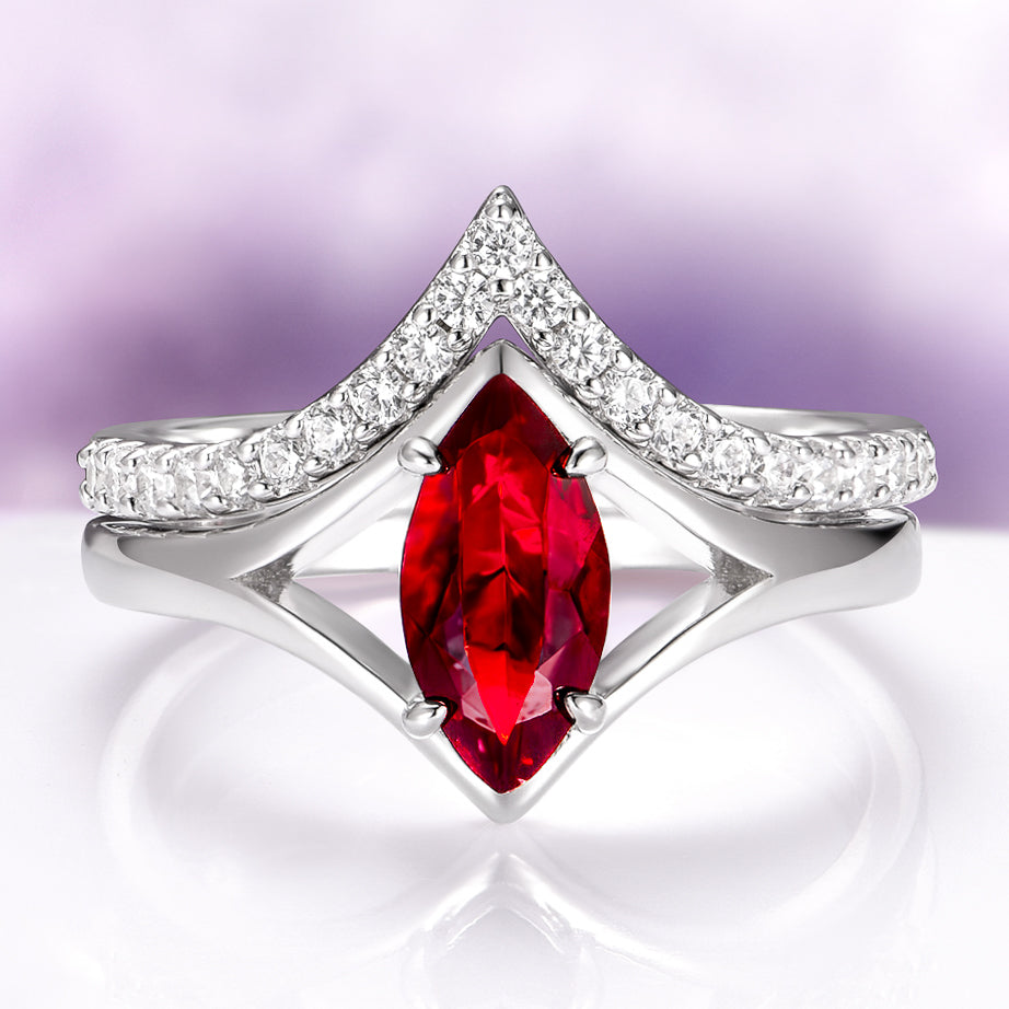 Natural Red Garnet Couples Ring Set