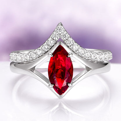 Natural Red Garnet Couples Ring Set