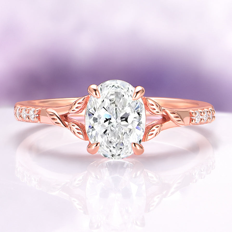 Simulated Diamond & Emerald Leaf Couples Ring Set