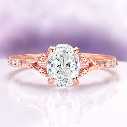 Simulated Diamond & Emerald Leaf Couples Ring Set