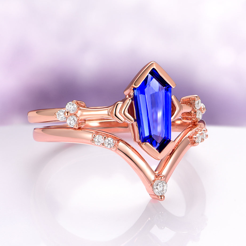 Midnight Blue Sapphire Couples Ring Set